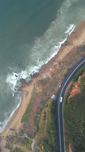 Vertical Aerial View of Beach Road and Coastline Visakhapatnam Andhra Pradesh India
