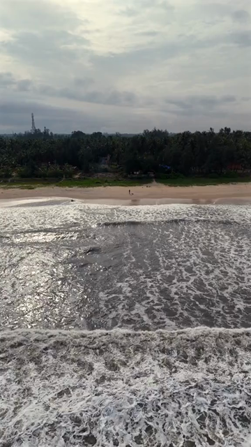 Vertical Aerial View of Scenic Beach in Udupi Karnataka