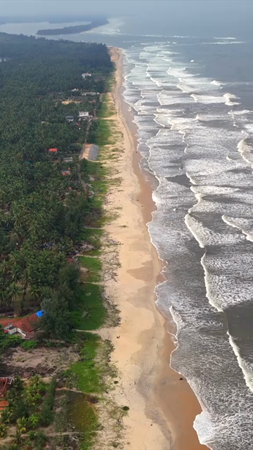 Vertical Aerial View of Scenic Beach in Udupi Karnataka