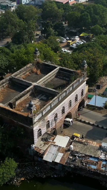 Vertical Aerial View of Benazir Palace, Historic Royal Palace in Bhopal