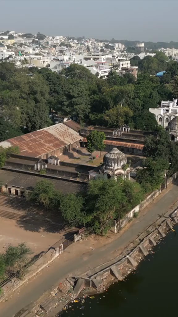 Vertical Aerial View of Benazir Palace, Historic Royal Palace in Bhopal