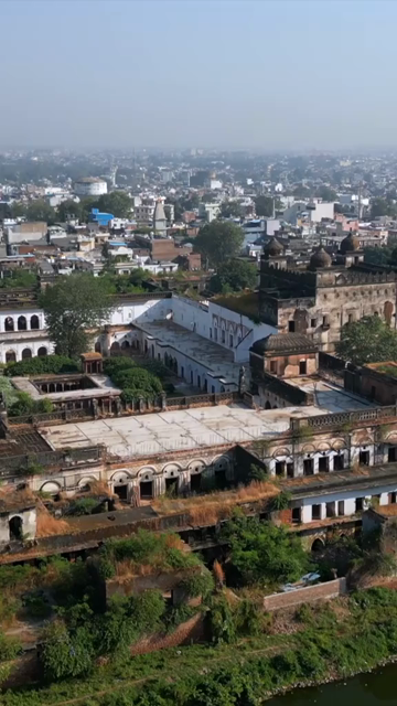 Vertical Aerial View of Benazir Palace, Historic Royal Palace in Bhopal