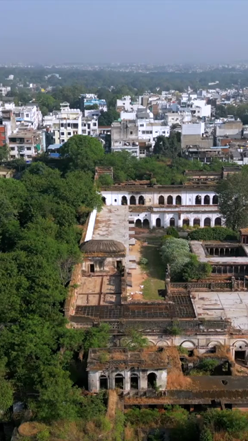 Vertical Aerial View of Benazir Palace, Historic Royal Palace in Bhopal