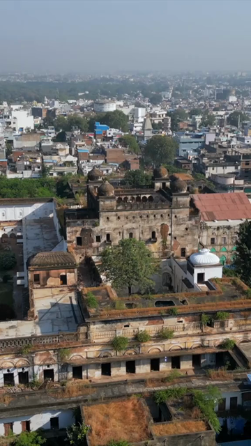 Vertical Aerial View of Benazir Palace, Historic Royal Palace in Bhopal