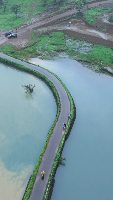 Vertical Aerial View of Bhandardara Lake and Lush Green Landscape Maharashtra India