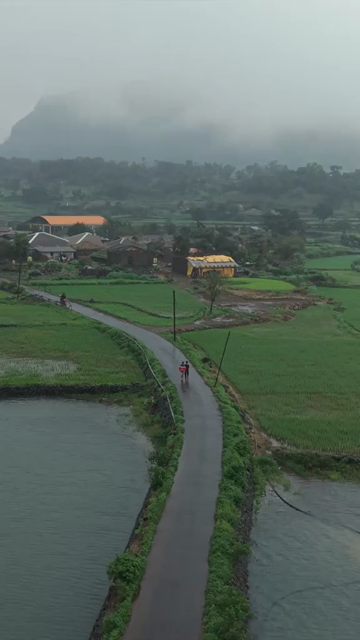 Vertical Aerial View of Bhandardara Lake and Lush Green Landscape Maharashtra India