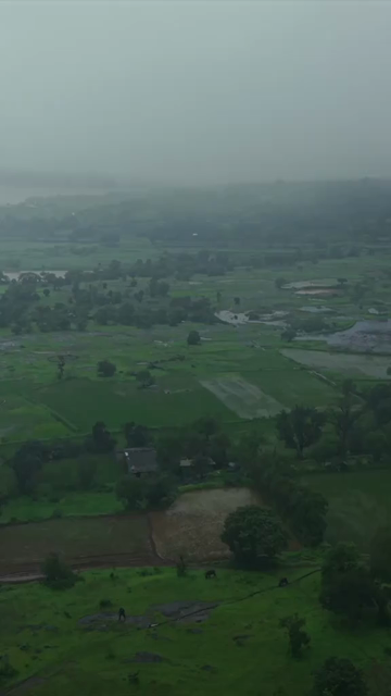 Vertical Aerial View of Bhandardara Lake and Lush Green Landscape Maharashtra India