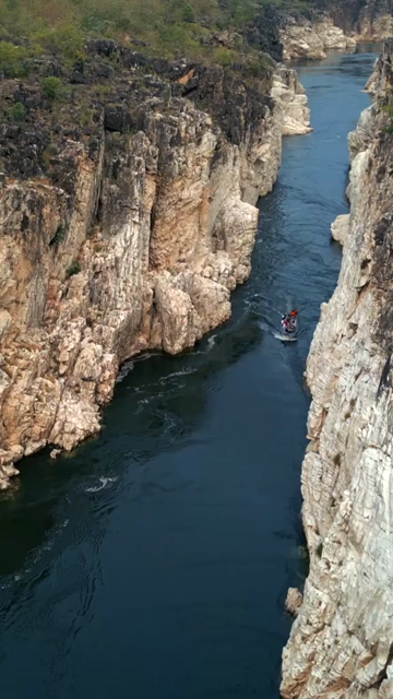 Vertical Aerial View of Bhedaghat, Jabalpur, Madhya Pradesh, India