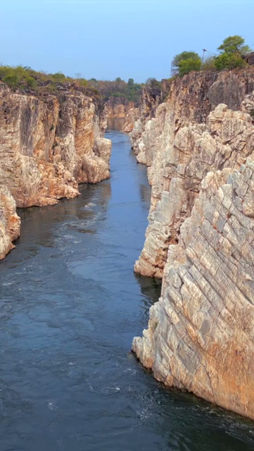 Vertical Aerial View of Bhedaghat, Jabalpur, Madhya Pradesh, India