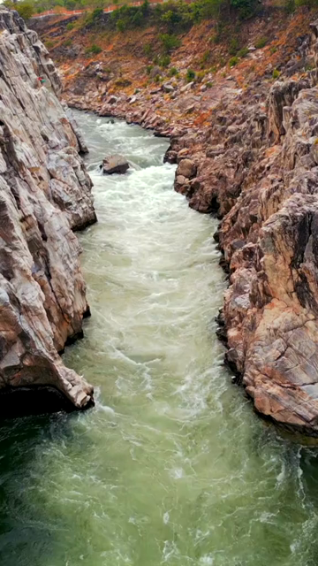 Vertical Aerial View of Bhedaghat, Jabalpur, Madhya Pradesh, India