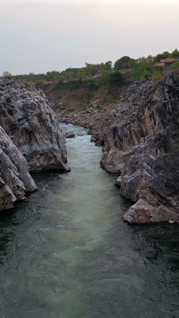 Vertical Aerial View of Bhedaghat, Jabalpur, Madhya Pradesh, India