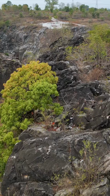 Vertical Aerial View of Bhedaghat, Jabalpur, Madhya Pradesh, India