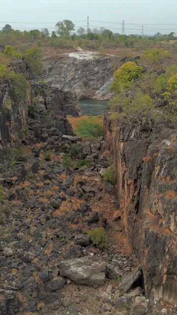 Vertical Aerial View of Bhedaghat, Jabalpur, Madhya Pradesh, India