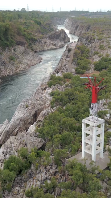 Vertical Aerial View of Bhedaghat, Jabalpur, Madhya Pradesh, India