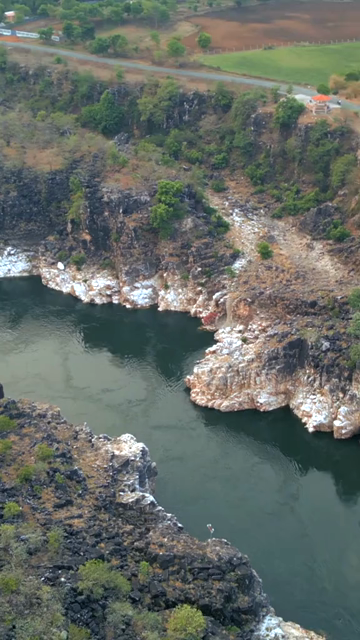 Vertical Aerial View of Bhedaghat, Jabalpur, Madhya Pradesh, India