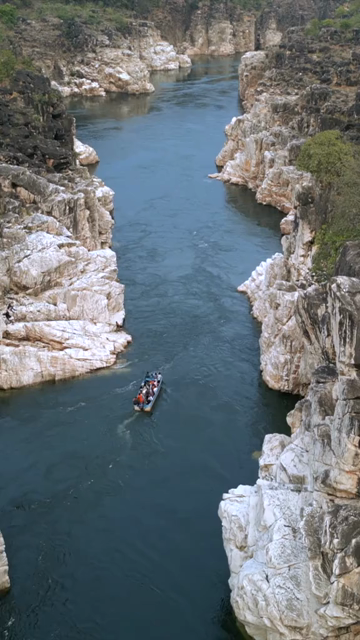 Vertical Aerial View of Bhedaghat, Jabalpur, Madhya Pradesh, India