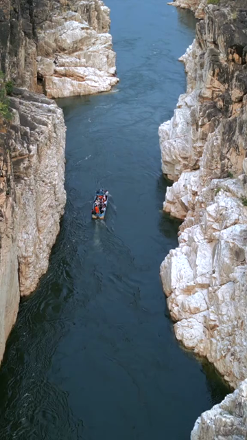 Vertical Aerial View of Bhedaghat, Jabalpur, Madhya Pradesh, India