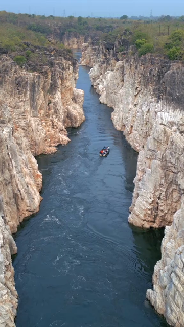 Vertical Aerial View of Bhedaghat, Jabalpur, Madhya Pradesh, India