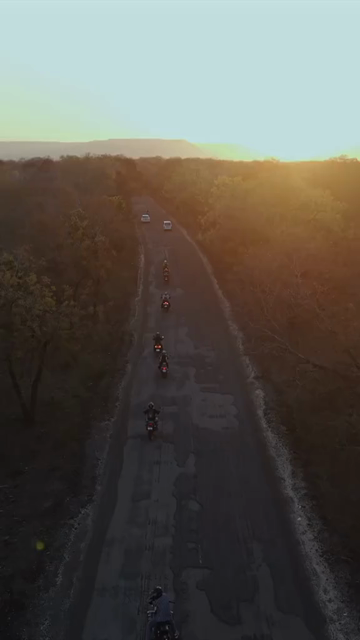 Vertical Aerial View of Bikers Riding Through Kuno National Park Madhya Pradesh