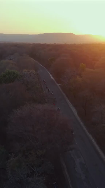 Vertical Aerial View of Bikers Riding Through Kuno National Park Madhya Pradesh