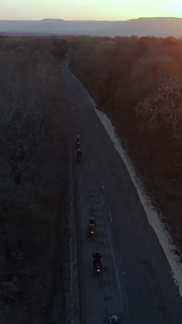 Vertical Aerial View of Bikers Riding Through Kuno National Park Madhya Pradesh