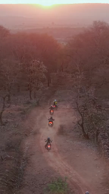 Vertical Aerial View of Bikers Riding Through Kuno National Park Madhya Pradesh