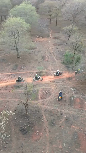 Vertical Aerial View of Bikers Riding Through Kuno National Park Madhya Pradesh