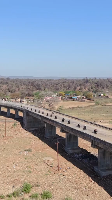 Vertical Aerial View of Bikers on Highway Near Shivpuri Madhya Pradesh
