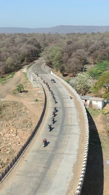 Vertical Aerial View of Bikers on Highway Near Shivpuri Madhya Pradesh