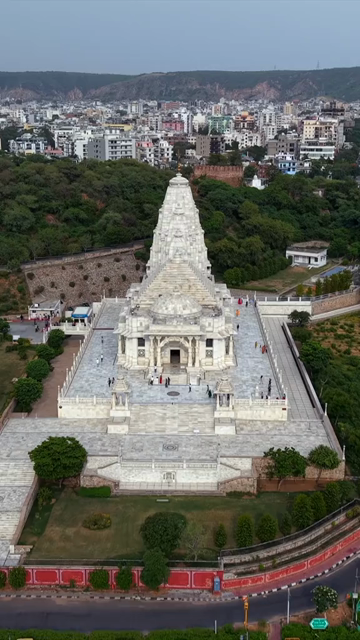 Vertical Aerial View of Birla Mandir Jaipur Rajasthan India