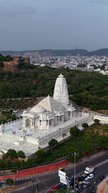 Vertical Aerial View of Birla Mandir Jaipur Rajasthan India