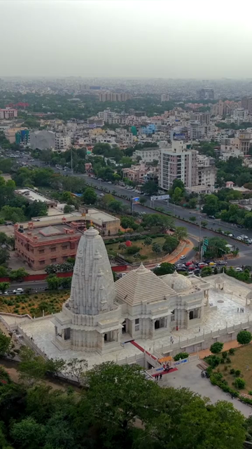 Vertical Aerial View of Birla Mandir Jaipur Rajasthan India