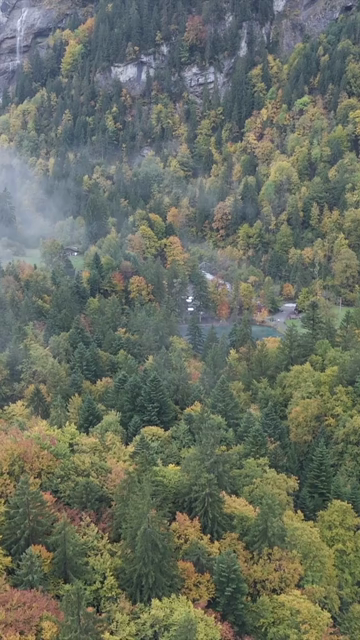 Vertical Aerial View of Blausee Lake Switzerland