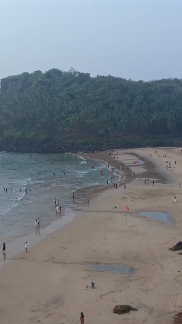 Vertical Aerial View of Bogmalo Beach and Rocky Coastline Near Vasco da Gama Goa