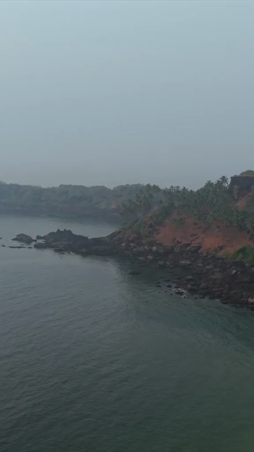Vertical Aerial View of Bogmalo Beach and Rocky Coastline Near Vasco da Gama Goa