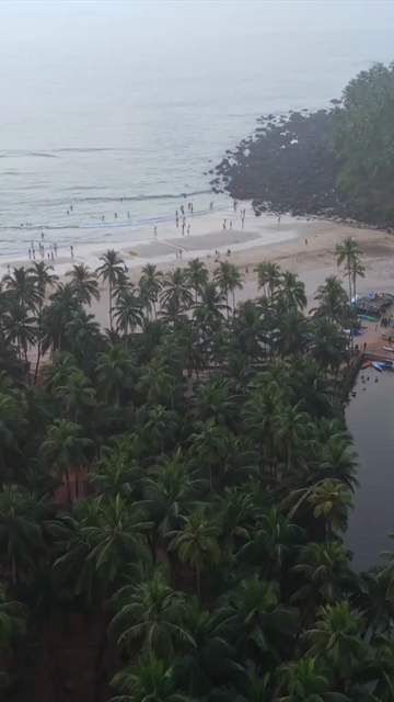 Vertical Aerial View of Bogmalo Beach and Rocky Coastline Near Vasco da Gama Goa