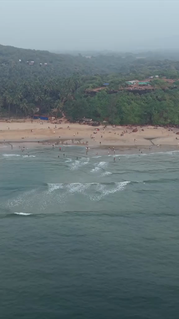Vertical Aerial View of Bogmalo Beach and Rocky Coastline Near Vasco da Gama Goa