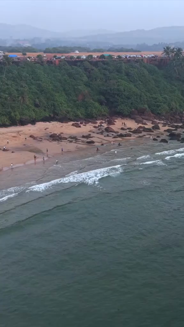 Vertical Aerial View of Bogmalo Beach and Rocky Coastline Near Vasco da Gama Goa