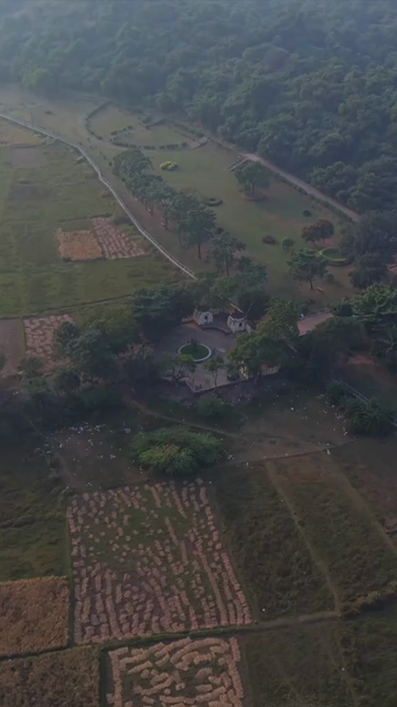 Vertical Aerial View of Bojjannakonda Buddhist Heritage Site Andhra Pradesh India