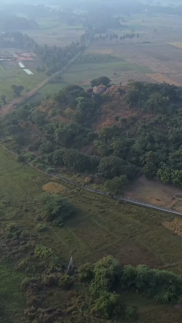 Vertical Aerial View of Bojjannakonda Buddhist Heritage Site Andhra Pradesh India
