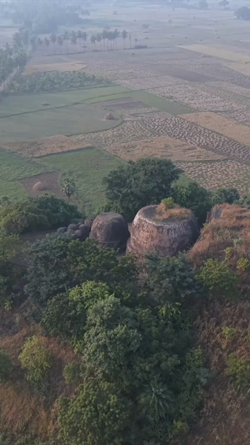 Vertical Aerial View of Bojjannakonda Buddhist Heritage Site Andhra Pradesh India