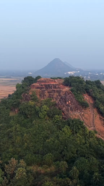 Vertical Aerial View of Bojjannakonda Buddhist Heritage Site Andhra Pradesh India