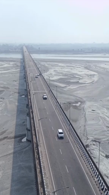 Vertical Aerial View of Bridge Over Brahmaputra River in Arunachal Pradesh India