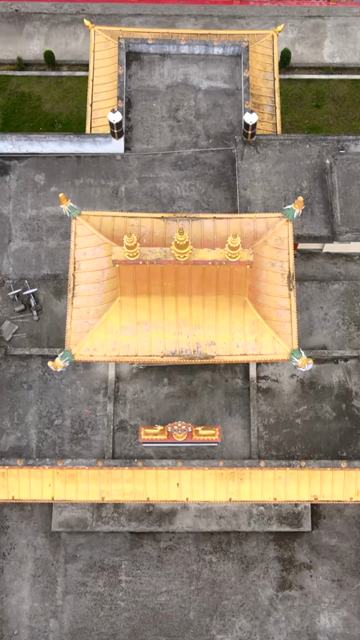 Vertical Aerial View of Buddhist Monastery in Dirang Arunachal Pradesh India