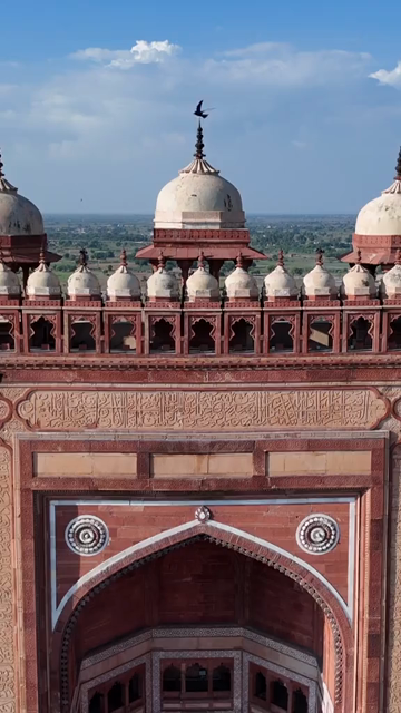Vertical Aerial View of Buland Darwaza in Fatehpur Sikri India Mughal Architecture