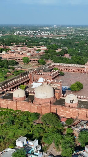 Vertical Aerial View of Buland Darwaza in Fatehpur Sikri India Mughal Architecture