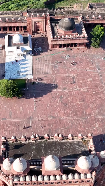 Vertical Aerial View of Buland Darwaza in Fatehpur Sikri India Mughal Architecture