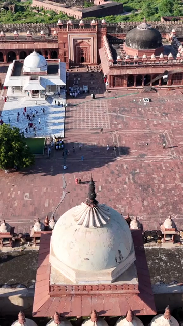 Vertical Aerial View of Buland Darwaza in Fatehpur Sikri India Mughal Architecture