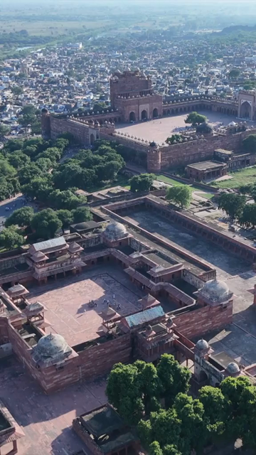 Vertical Aerial View of Buland Darwaza in Fatehpur Sikri India Mughal Architecture