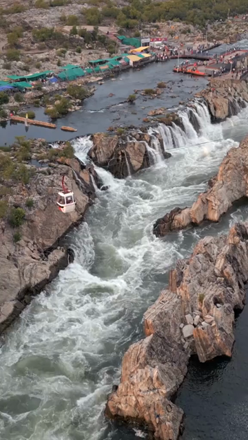 Vertical Aerial View of Cable Car, Bhedaghat, Jabalpur, Madhya Pradesh